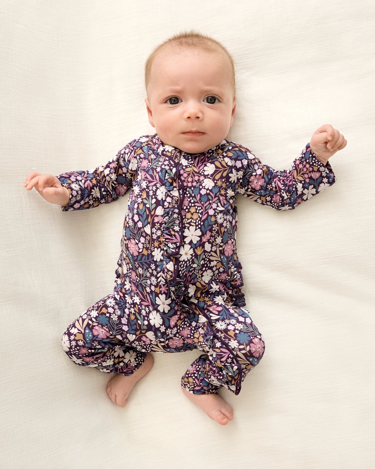Midnight Petals Ruffle Zippy - 3-6 months