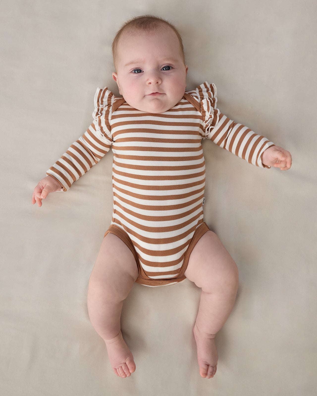 Chestnut Brown Stripe Flutter Bodysuit - 3-6 months