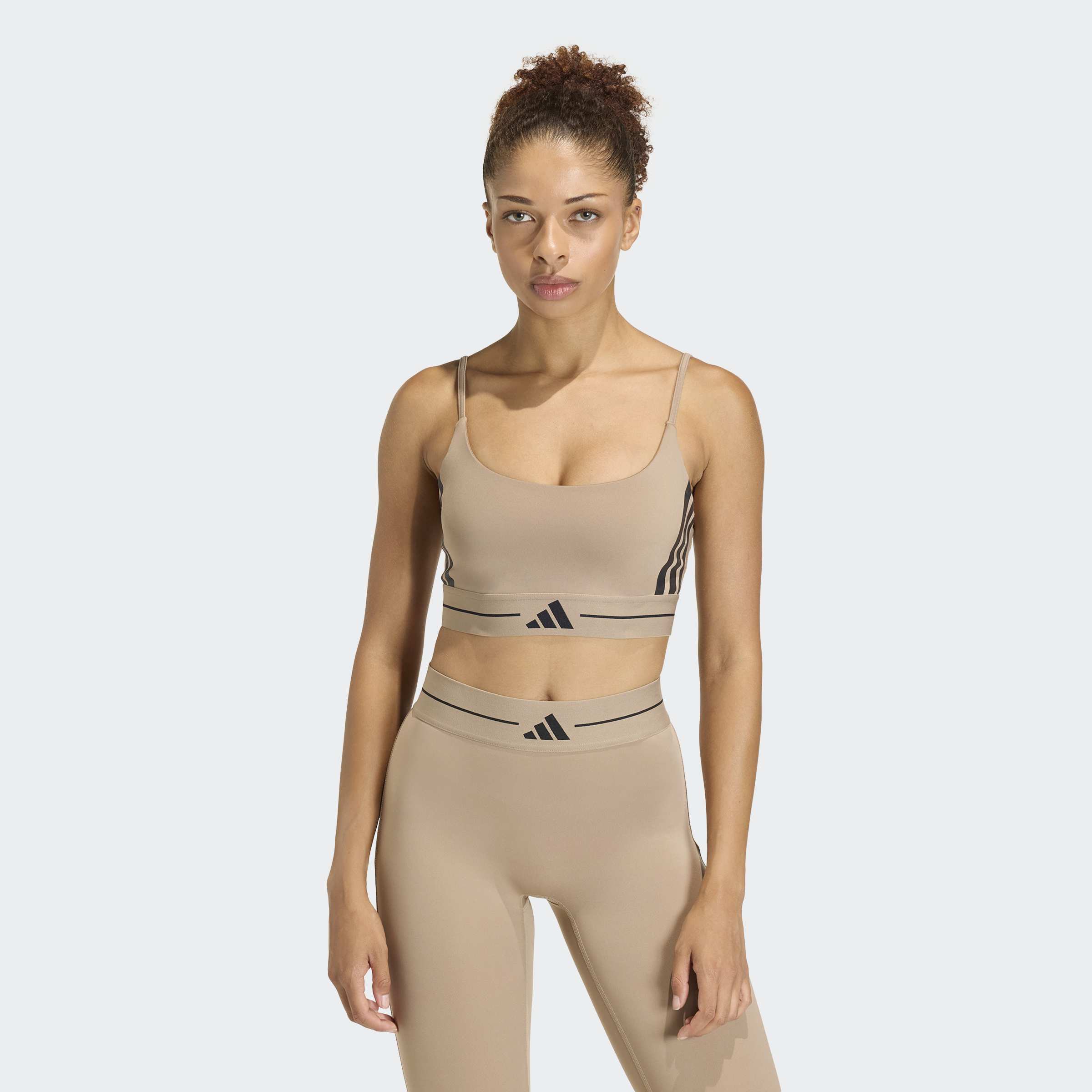 Sport-BH ADIDAS PERFORMANCE "HYG LS BRA", Damen, Gr. M, N-Gr, chalky braun, Obermaterial: 85% Polyester, 15% Elasthan, BHs Sport-BH
