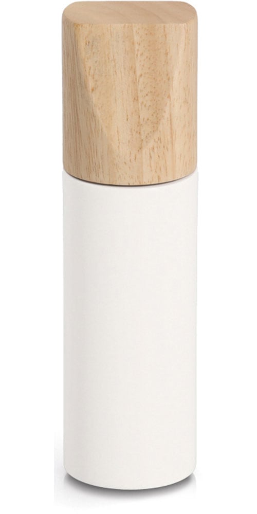 Gewürzmühle ZELLER PRESENT "Salz-/Pfeffermühle", weiß, holzfarben, H:18,2cm Ø:5cm, Küchenmühlen, in Schwarz und Weiß erhältlich, Fassungsvermögen: 50 ml