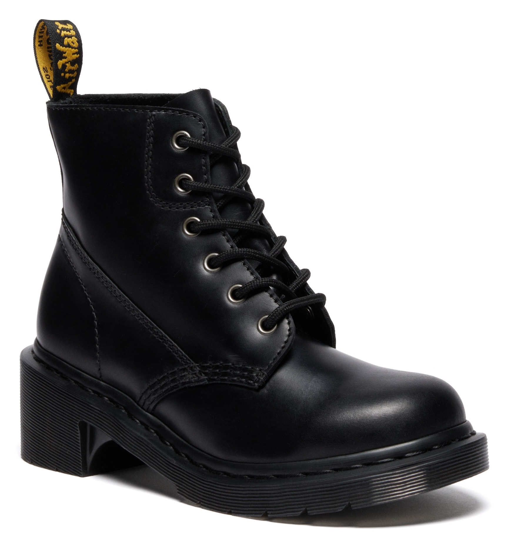 Schnürboots DR. MARTENS "Alderstone", Damen, Gr. 41, schwarz, Leder, Basic, Schuhe Schnürboots, Stiefelette, Schnürboots mit Blockabsatz