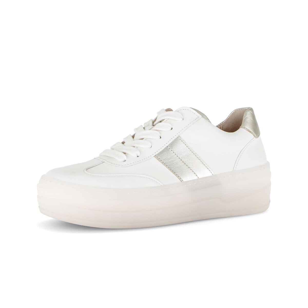Sneaker GABOR "Sneaker low Materialmix Leder", Damen, Gr. 40, creme, Schuhe Sneaker