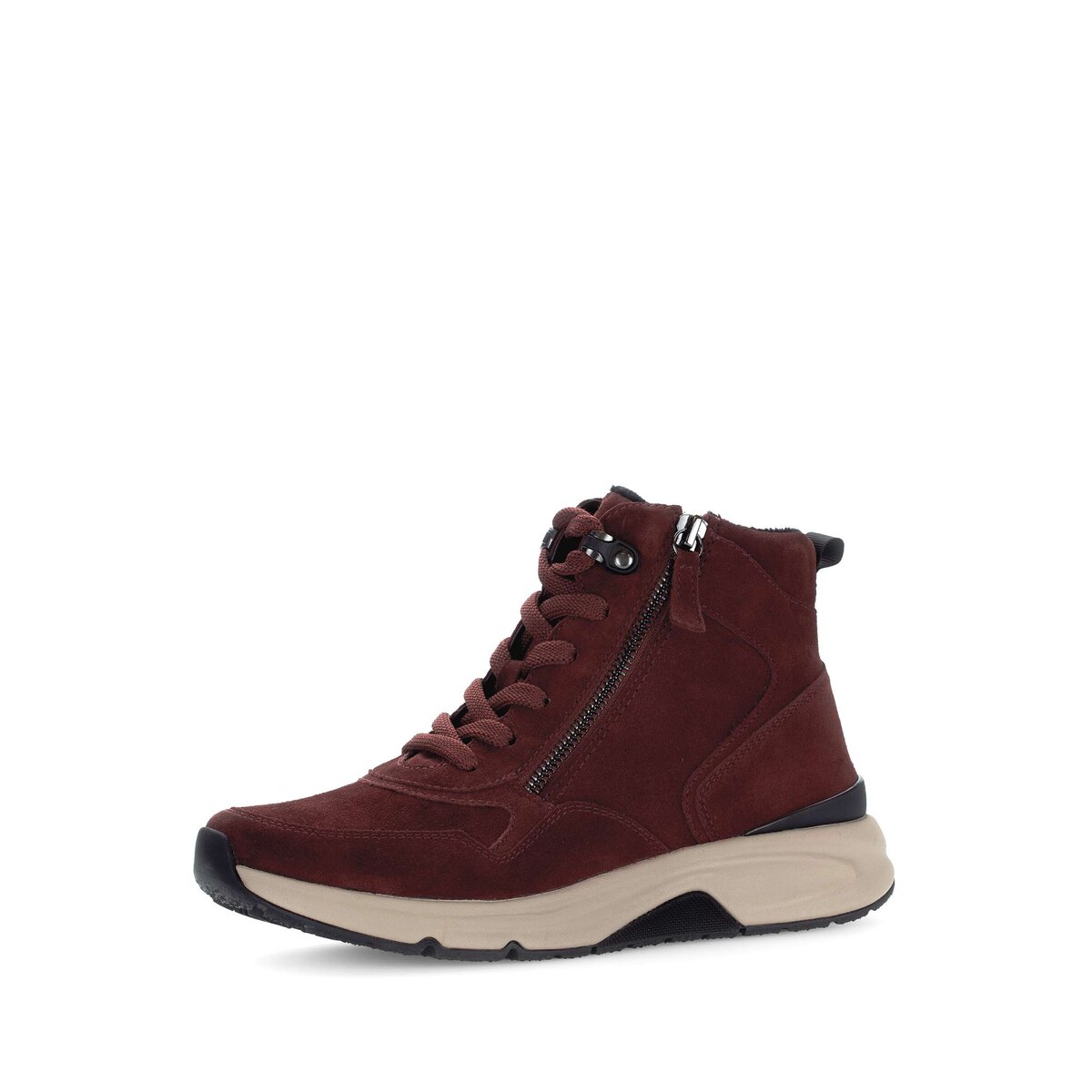 Sneaker GABOR "Sneaker high Rauleder", Damen, Gr. 39, rot, Schuhe Sneaker