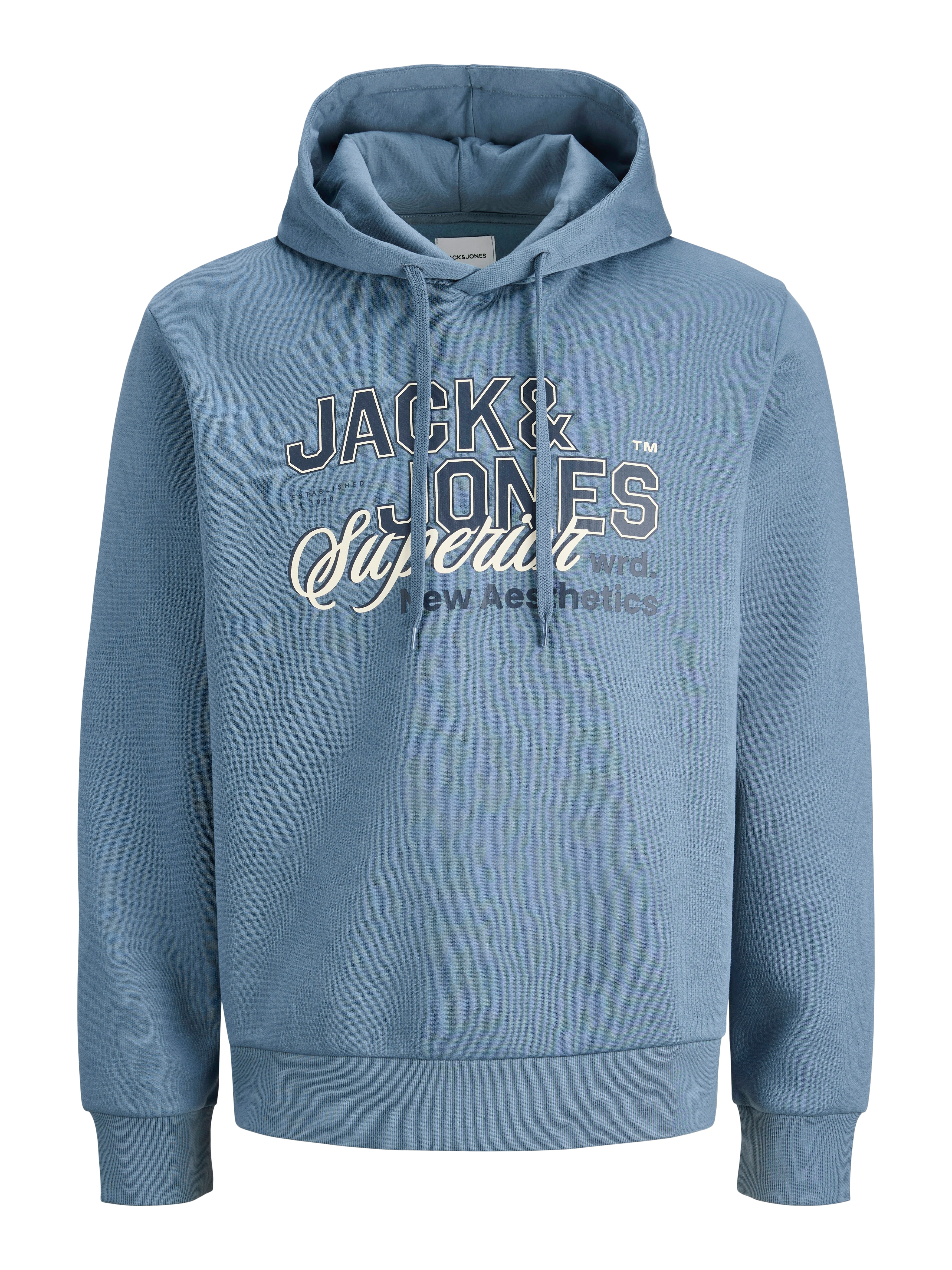 Hoodie "JJELOGO SWEAT HOOD 2 COL 24/25 NOOS PLS", Herren, Gr. 3XL, blau mirage, angeraute Sweatware, Obermaterial: 70% Baumwolle, 30% Polyester, JACK & JONES PLUSSIZE, regular fit normal, ohne Ausschnitt, Rippbündchen, Sweatshirts Hoodie, mit Logo...