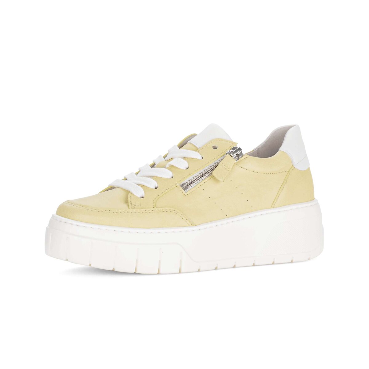 Sneaker GABOR "Sneaker low Glattleder", Damen, Gr. 37, gelb, Schuhe Sneaker