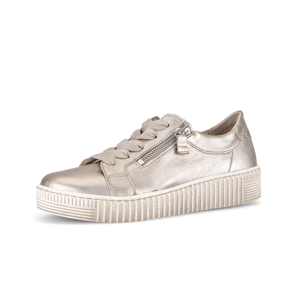 Sneaker GABOR "Sneaker low Effektleder", Damen, Gr. 35, gold, Schuhe Sneaker