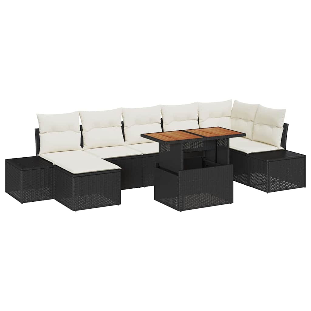 vidaXL Garten-Sofa-Set mit Speicher 8 pcs Schwarz Poly Rattan Image