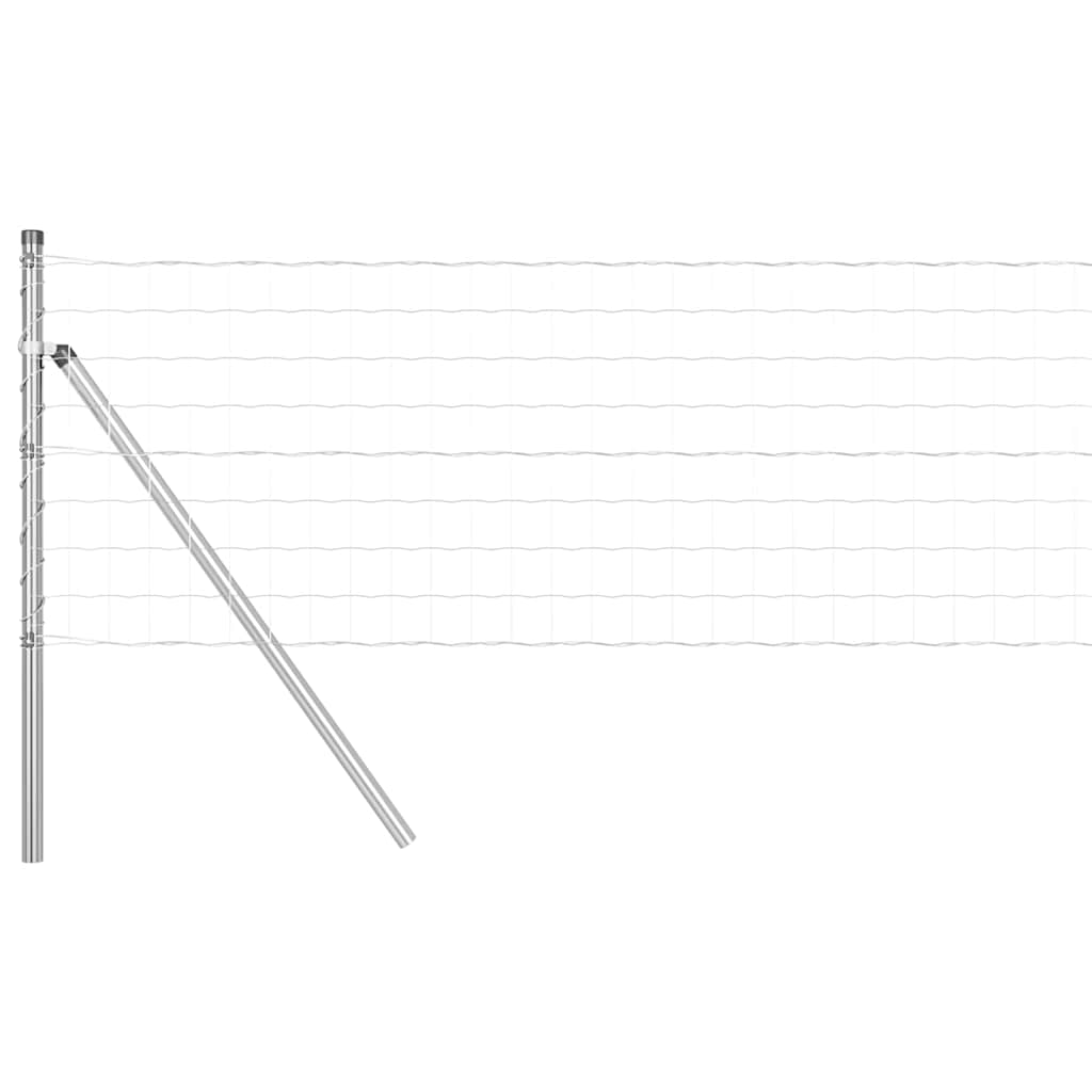 vidaXL Zaun mit Pfosten Silber 0,6 x 50 m Stahl und PVC Image