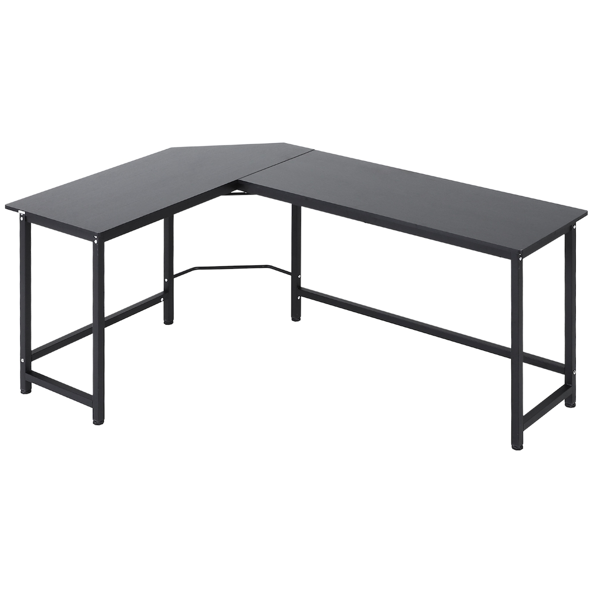MODFU Eckschreibtisch L Form 168x120x75 cm Schwarz mit großer Arbeitsfläche, verstellbaren Füßen, Stahlgestell, melaminierter Platte fürs Home Office Image