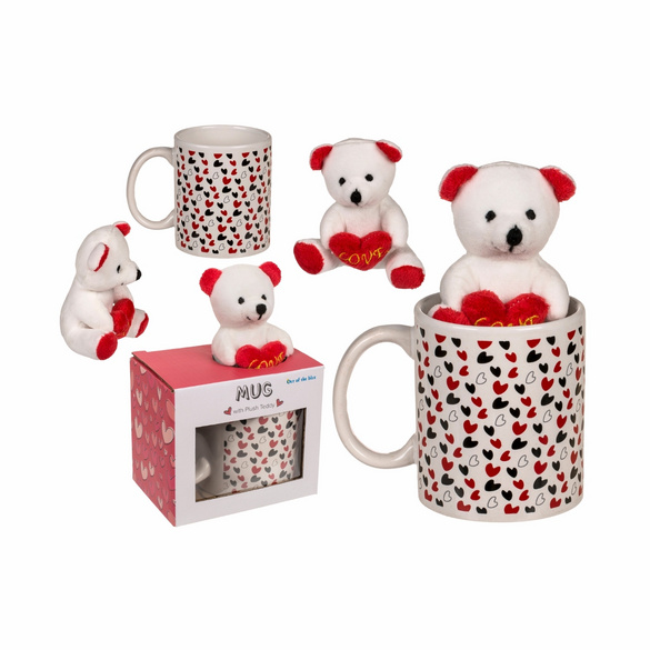 Tasse mit Herzchen & Plüschteddy im Geschenkkarton Image