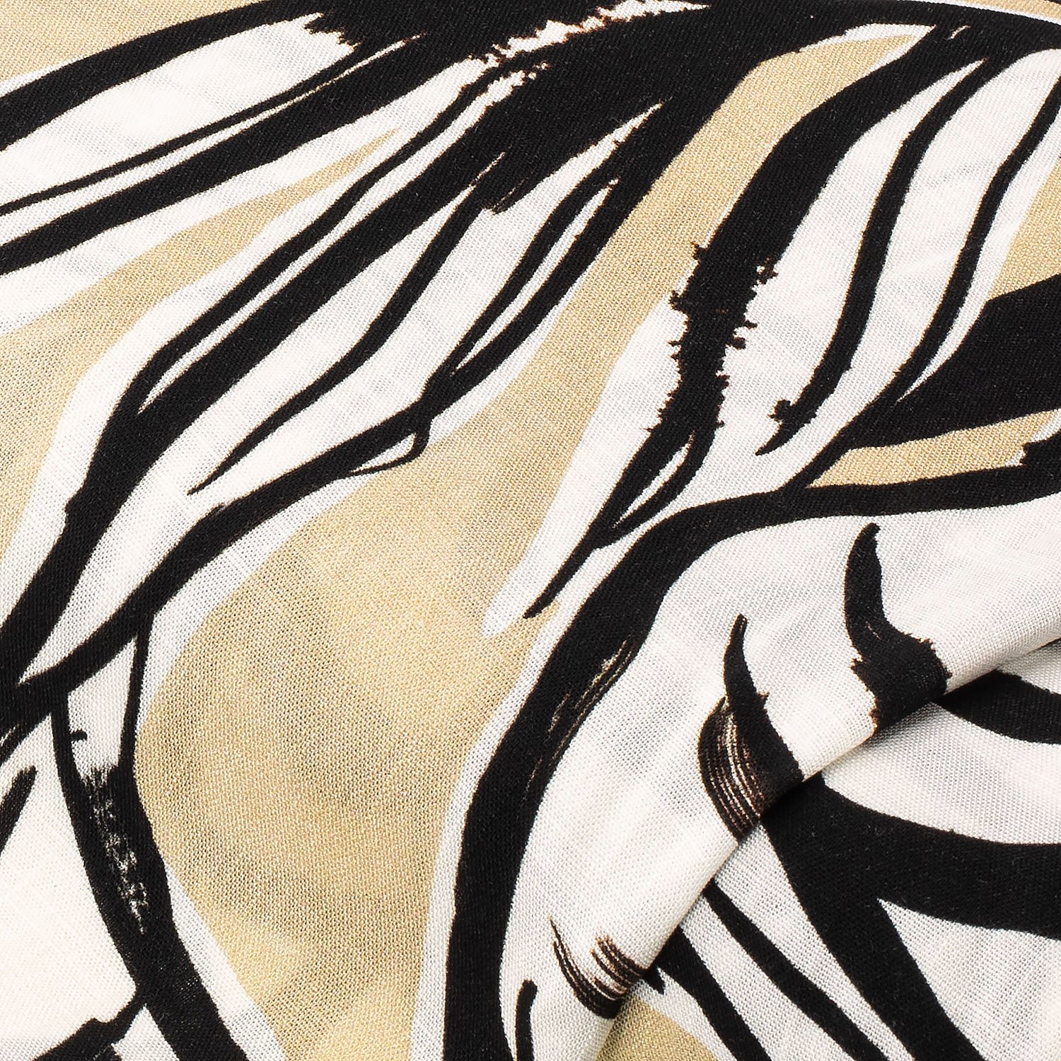 Viskose-Blusenstoff / Javanaise „Blätter“ im Leinenlook, schwarz/weiß/natur Image