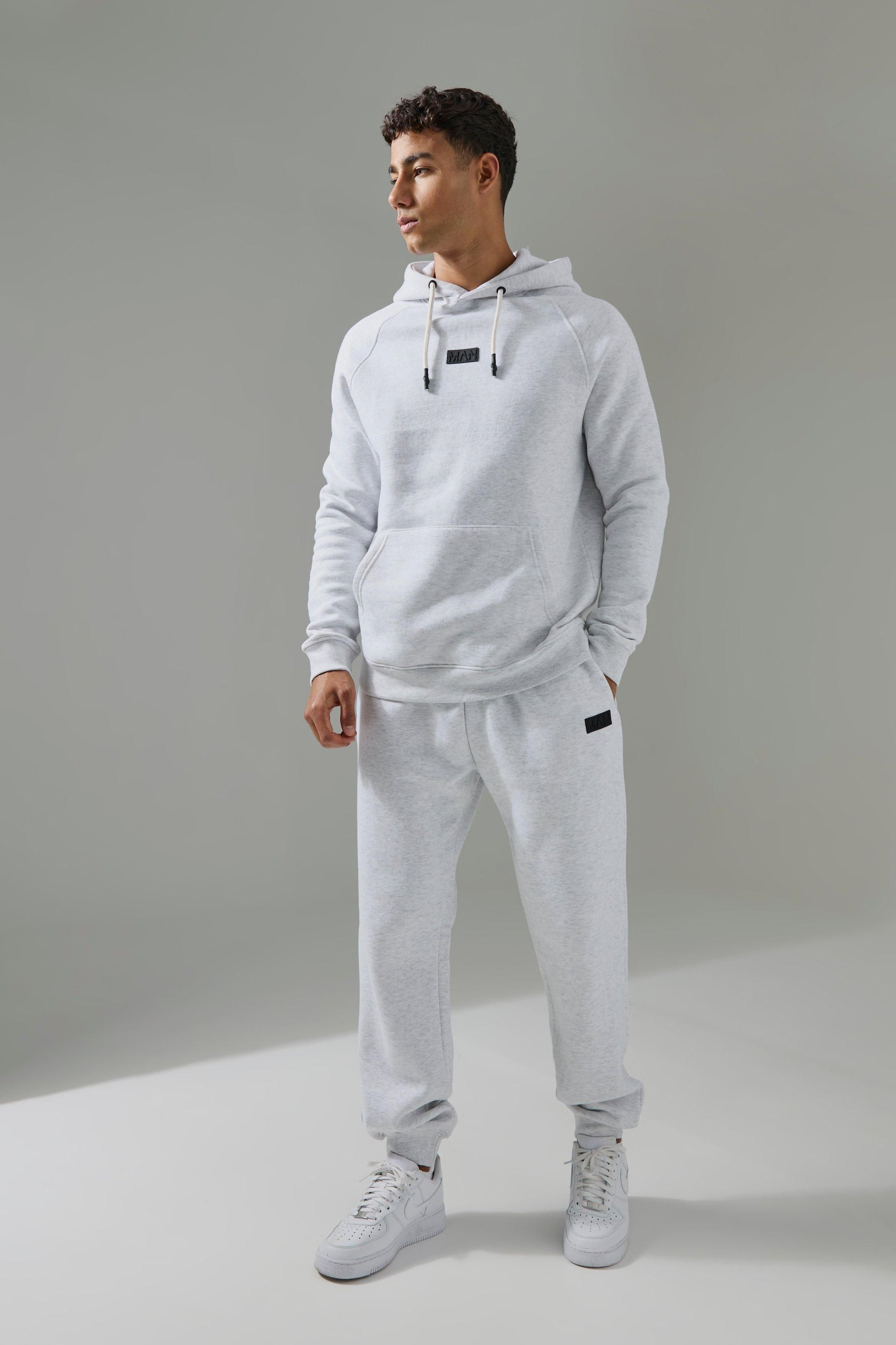 Boohooman Mens Man Active Hoodie & Jogger Tracksuit - Light Grey Cotton - Size X-small | Boohooman Sale | Discount Designer Brands