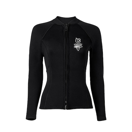 Damen Taucheranzug 3 mm Neopren-Oberteil Thermotauchjacke Einfarbig Thermik Verdickt UV-Schutz Langarm Bademode Oberteil Surfen Tauchen Schnorcheln Sommer Image