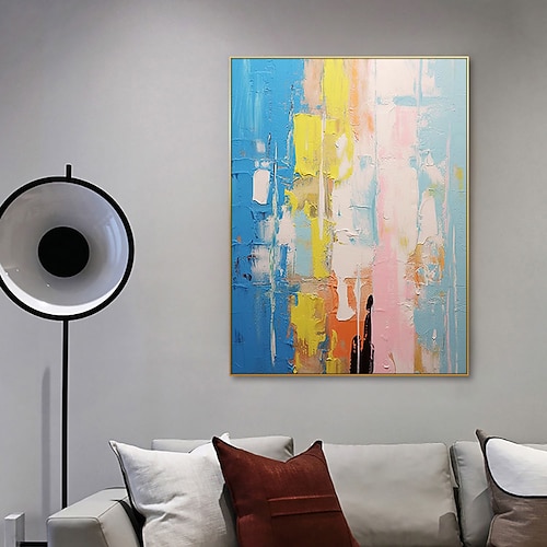 Handgemaltes Ölgemälde auf Leinwand, abstrakte Wanddekoration für das Wohnzimmer, auf Keilrahmen gespannt / gerolltes, ungespanntes Gemälde Image