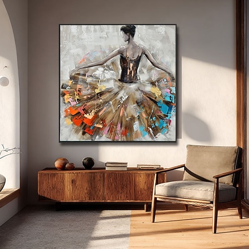 Handgemaltes Ölgemälde auf Leinwand, Wanddekoration, tanzende Mädchenfiguren, abstrakt, für die Heimdekoration, auf Keilrahmen gespannt / gerollt, rahmenlos, ungespannt Image