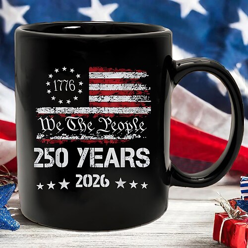 Tasse zum 250. Jahrestag der Vereinigten Staaten, patriotisches Geschenk, Keramik-Kaffeebecher zum 550. Jahrestag, 1776–2026 Amerika 250, Geschenk zum Unabhängigkeitstag (4. Juli) für Männer und Image