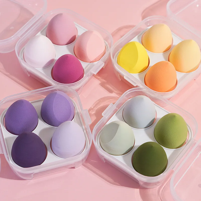 4 Stück Make-up Schwamm mit Fall Kosmetik ball Soft Beauty Egg Foundation Blending Sponge Puff Set