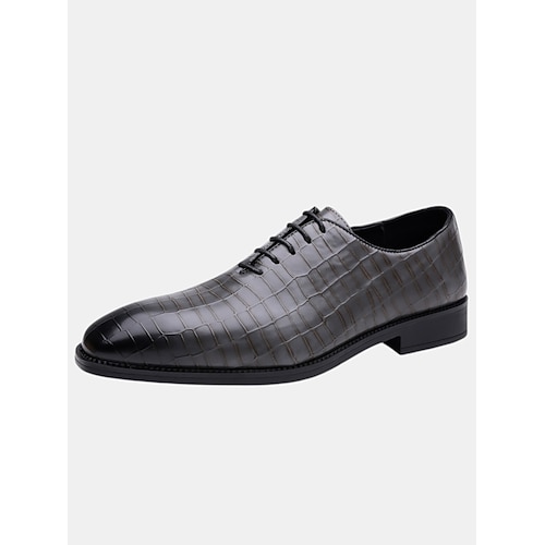 Herren Oxfords Krokodilmuster PU Leder Bequem Rutschfest Atmungsaktiv Schnürung Wein Schwarz Gelb Herbst Winter Image