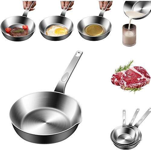 Mini-Eierpfanne aus Edelstahl 316 mit Ausgießer, kleine Omelettpfanne für Butter und Soßen, geeignet für Gas- und Induktionsherde, nur Handwäsche Image