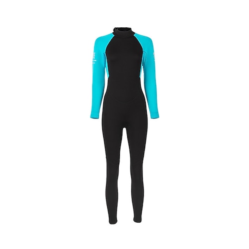 Damen Taucheranzug 3mm Neopren Neoprenanzug Thermo-Ganzkörperanzug Farbblockierung Thermik Verdickt UV-Schutz Langarm Bademode Badeanzug Surfen Tauchen Schnorcheln Frühling Image