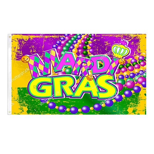 50er-Pack Mini-Mardi-Gras-Handfahnen, Gartenfahnen, kleine lila-grün-goldene Stabfahnen für Umzüge, Karnevalsdekorationen, Gastgeschenke für Kinder zum Faschingsdienstag Image