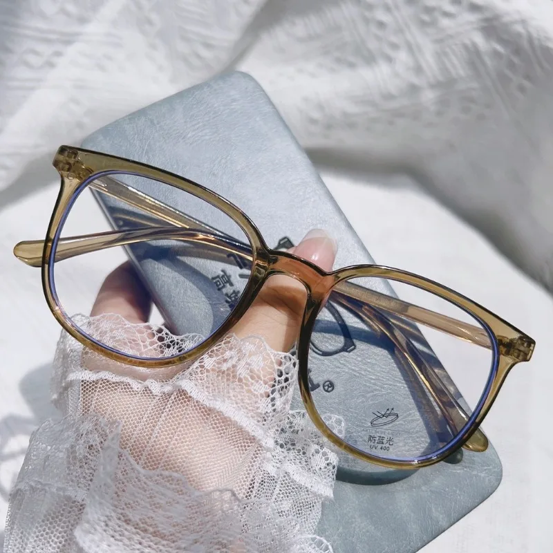 Mode Großen Platz Transparenten Rahmen Gläser Anti Blau Licht Brillen Frauen Männer Computer Auge Produktion Plain Brille Image