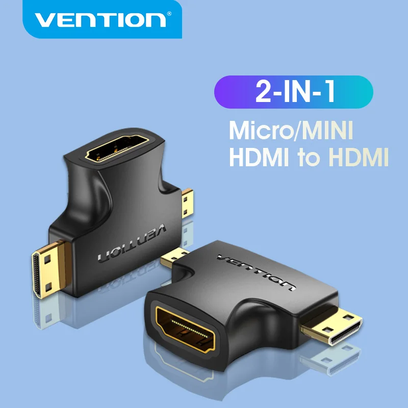 Vention Micro HDMI Adapter Micro Mini 2-in-1 Stecker auf Buchse Kabelanschluss Konverter für Kamera TV Projektor Mini HDMI Adapter Image