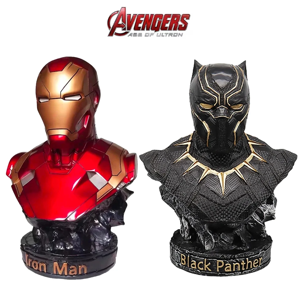 16CM Anime Iron Man Panther Büste Figur Statue Marvel Avengers Große Figur PVC Modell Spielzeug Kinder Geburtstag Weihnachten Geschenk