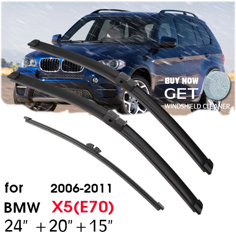 Brosoo tergicristallo anteriore posteriore spazzole Set per BMW X5 E70 2006 - 2011 2010 parabrezza parabrezza anteriore lunotto posteriore 24 "+ 20" + 15"