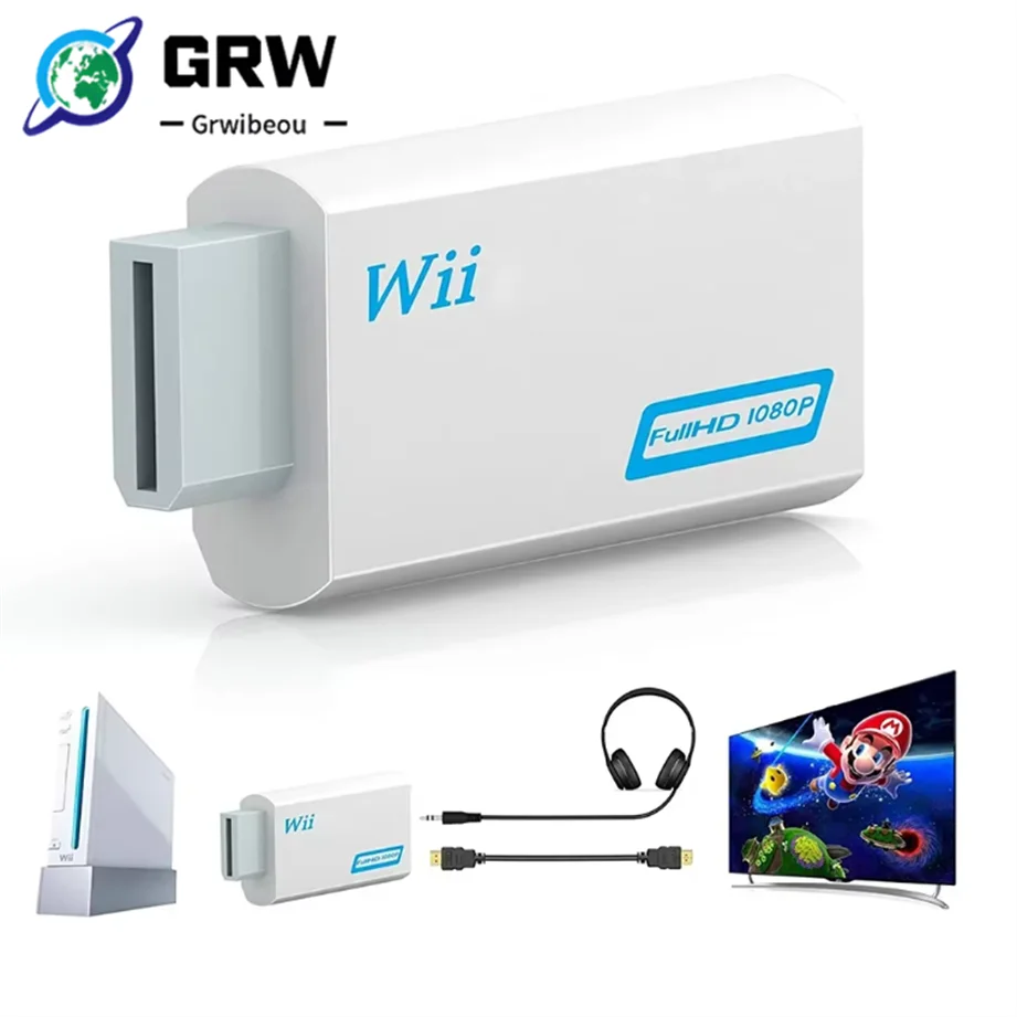 Wii Zu HDMI-Kompatibel Konverter 1080P Full HD Adapter Stecker 3,5mm Video Audio für PC HDTV Monitor Wii2HDMI-Kompatibel Image