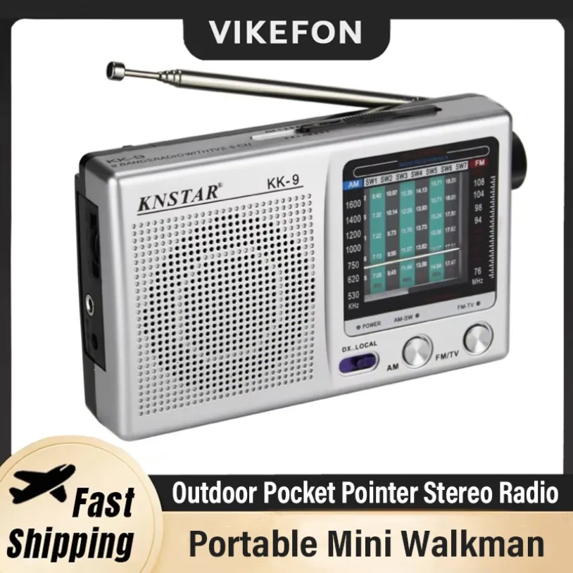 Digitales Radio, integrierter Lautsprecher, tragbares Mini-Radio SW/AM/FM, batteriebetriebene Teleskopantenne für den Notfall im Innen- und Außenbereich Image