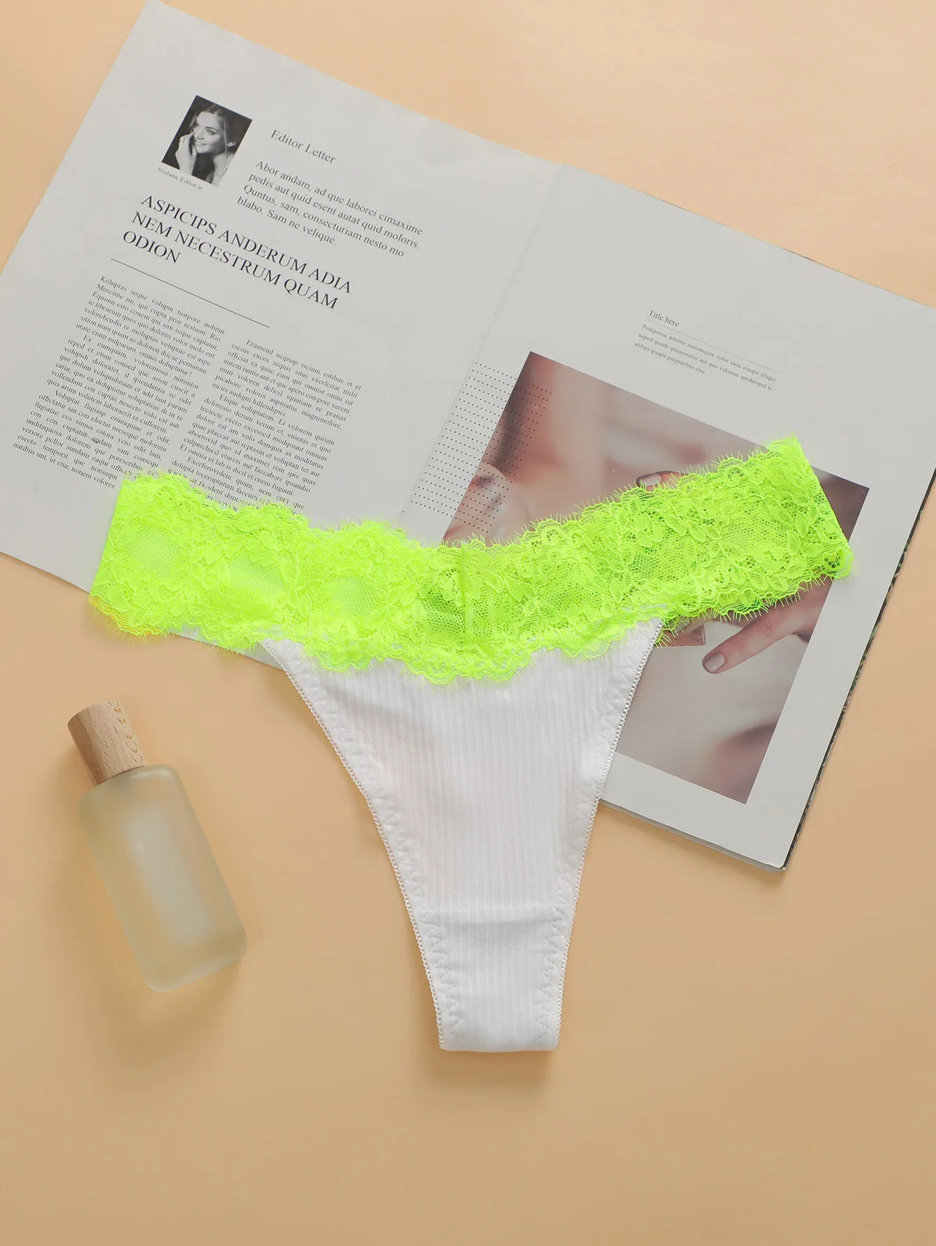 Sexy Patchwork-Spitzen-Tanga für Damen mit niedriger Taille, nahtlos, atmungsaktiv, antibakteriell, leicht zu waschen und trocknende Unterwäsche C3307 Image