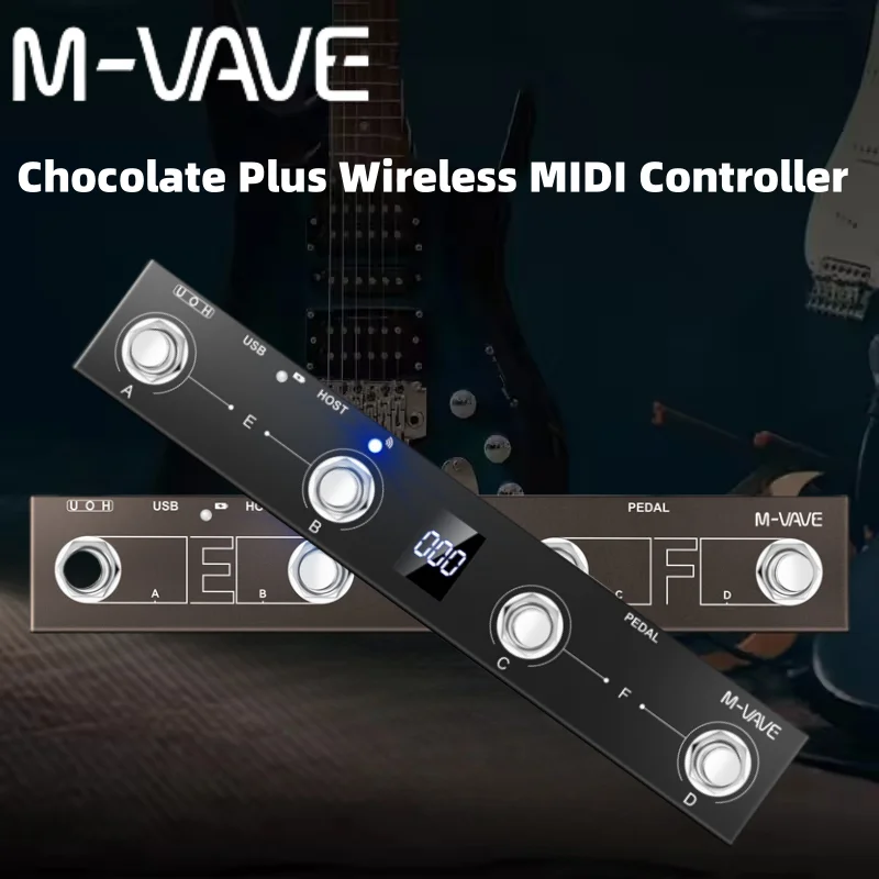 M-VAVE Chocolate Plus Controller piede MIDI wireless portatile - Pedale BT a 4 pulsanti, ricaricabile, con controllo app/per musicisti e DJ