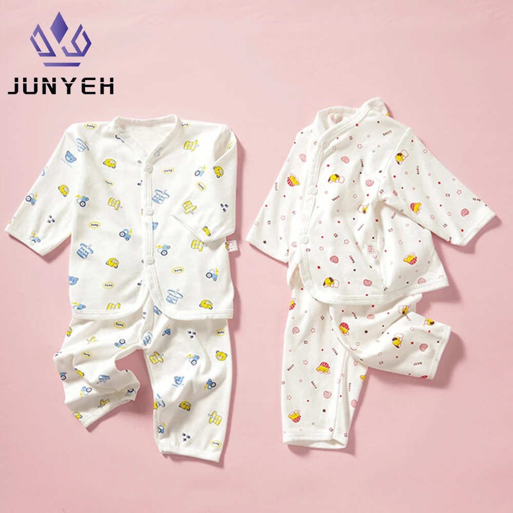 0-3 Monate Baby Kleidung Neugeborenen Cartoon Hause Unterwäsche Baumwolle Taste Baby Kleidung Mädchen Jungen Langarm Top + lange Hosen Image