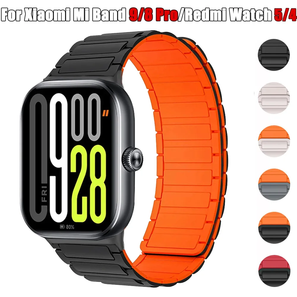 Silikon Magnetische Armband Für Redmi Uhr 5/Uhr 4 Strap Sport Weiche Armband Für Xiaomi Mi Band 8/9Pro Armband Zubehör Image