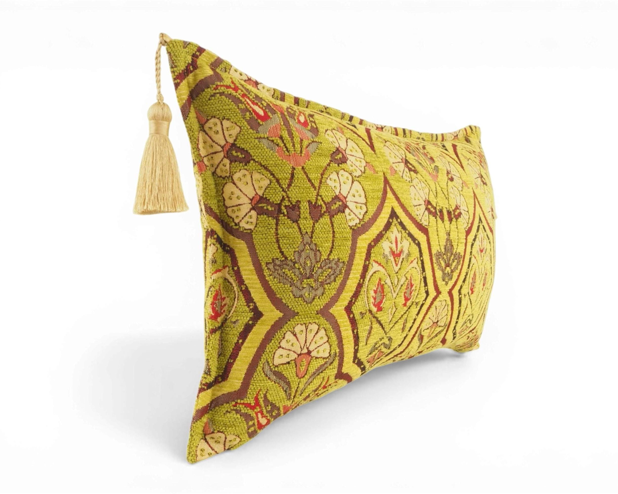 Fodera per cuscino turco 12x20 / Motivo garofano verde pistacchio / Cuscino decorativo boho / Fodera per divano / Cuscini decorativi / Cuscino lombare
