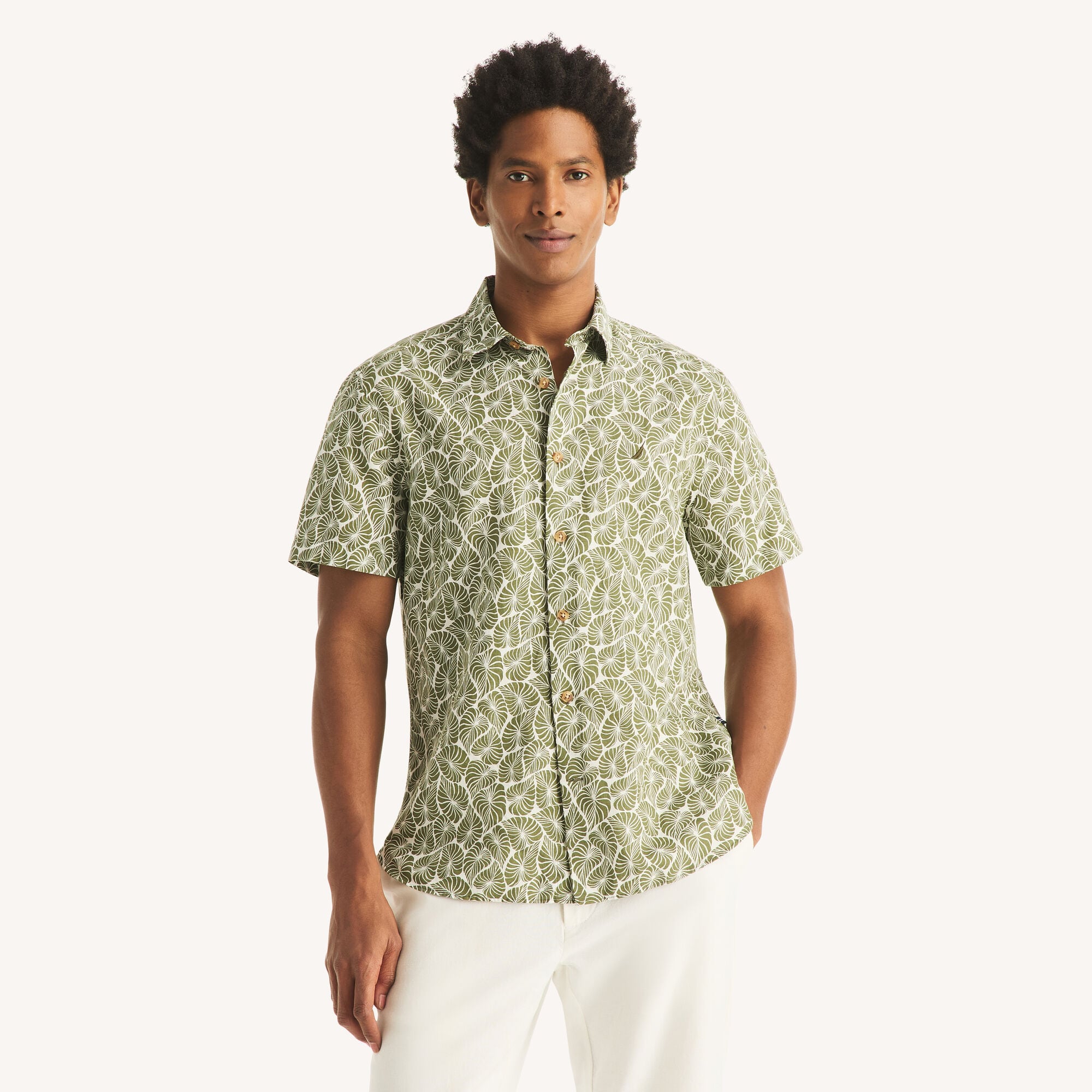 Nautica Men's Linen Short-Sleeve Camp Shirt 369 (Everglades Green), XXL