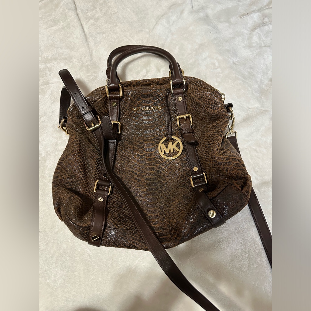 Michael Kors Bags | Final Price Michael Kors Handbag With Removable Crossbody Strap- Brown Gold | Color: Brown/Gold | Size: Os