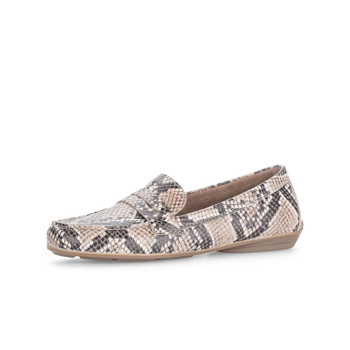 Mokassin GABOR "Mokassin Effektleder", Damen, Gr. 40,5, beige, Schuhe Mokassin