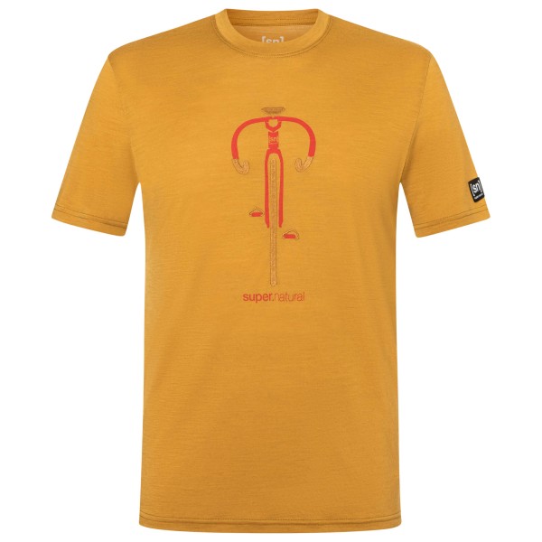 super.natural - Vintage Bike Tee - Merinoshirt Gr 46 - S orange/gelb