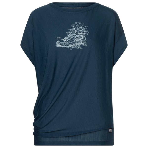super.natural - Women's Flower Sneakers Loose Tee - Merinoshirt Gr M blau