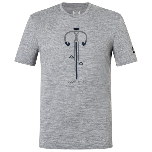 super.natural - Vintage Bike Tee - Merinoshirt Gr 48/50 - M grau