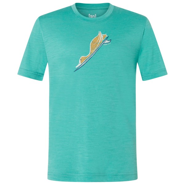 super.natural - Kid's Duck Dive Tee - Merinoshirt Gr 128 grün/ various