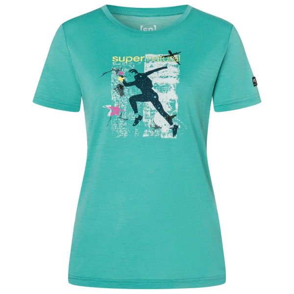 super.natural - Women's Running Art Tee - Merinoshirt Gr XS grün/ various
