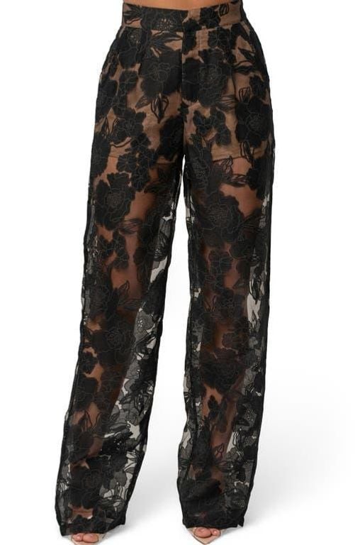 Floral Organza Pants - Black - JLUXLABEL Pants