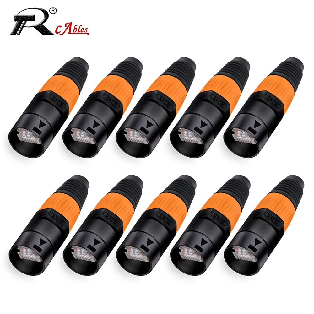 10 stücke STP RJ45 8P8C CAT.6A Kristall Jack + 10 stücke Wasserdichte RJ45 Stecker LAN Netzwerk Ethernet Ethercon Stecker draht Anschlüsse Image