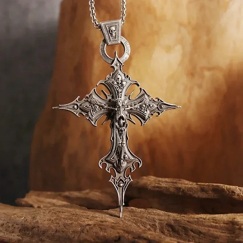 Dante Fegefeuer Kreuz Halskette Vintage christliche Leidenschaft Jesus Kreuz Anhänger männliche und weibliche katholische Amulett Schmuck Geschenk Image