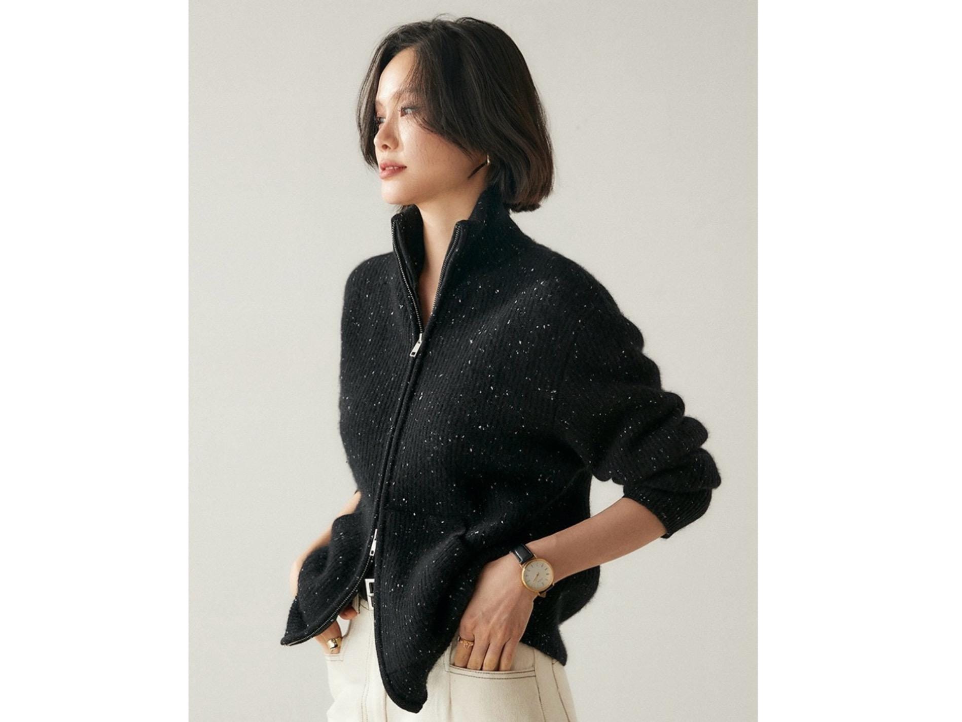 Cardigan in cashmere 100% puro/maglione in cashmere con cerniera/cardigan in cashmere/cashmere per donna/morbido e caldo/maglione cardigan in cashmere