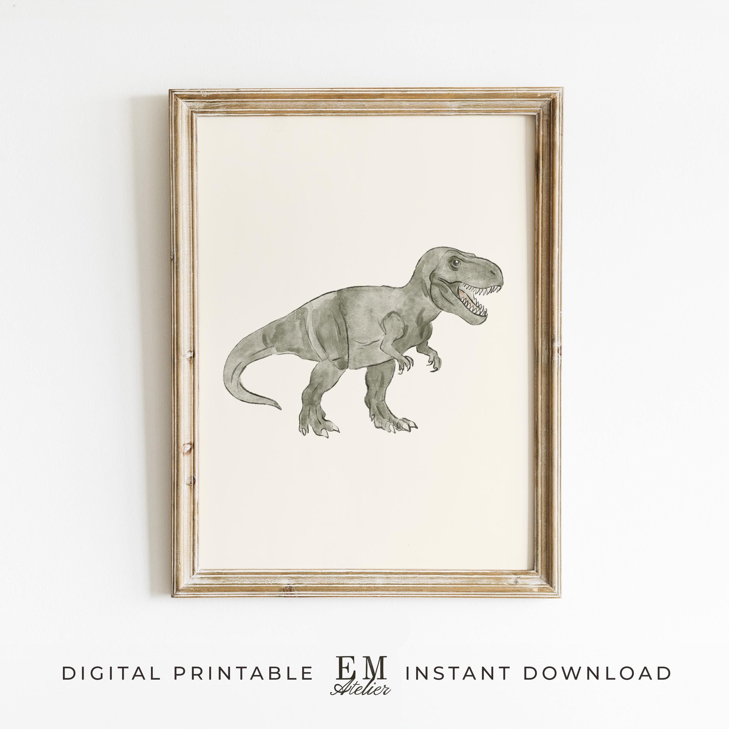 Poster T-Rex per bambini, arte murale con dinosauri, poster di dinosauri per bambini piccoli, stampa di T-Rex verde, poster di Tyrannosaurus Rex, deco