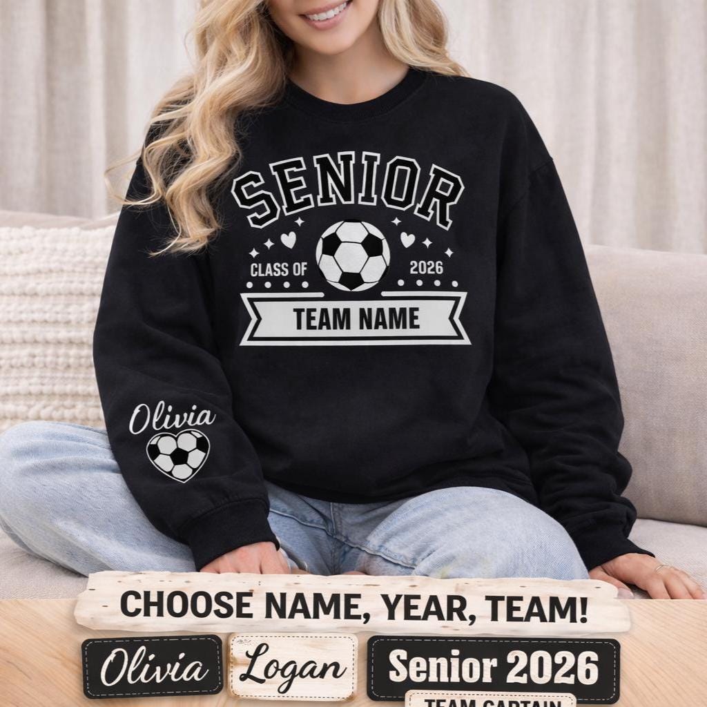 Felpa personalizzata con nome della squadra di calcio senior del 2026, nome della squadra, maglione, felpa con cappuccio senior, regalo di laurea dell